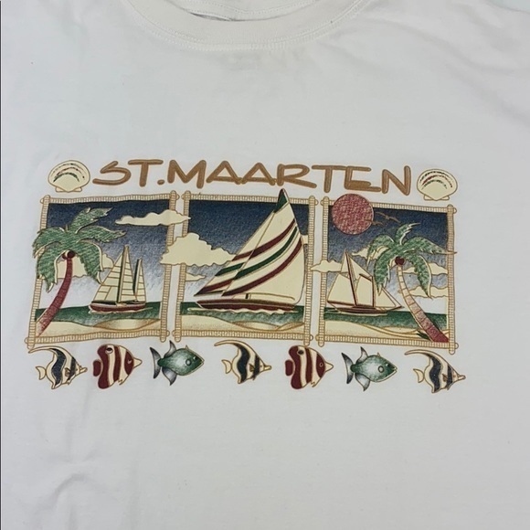 St.Marten White Shirt Caribbean T’s Size XL - Picture 3 of 9